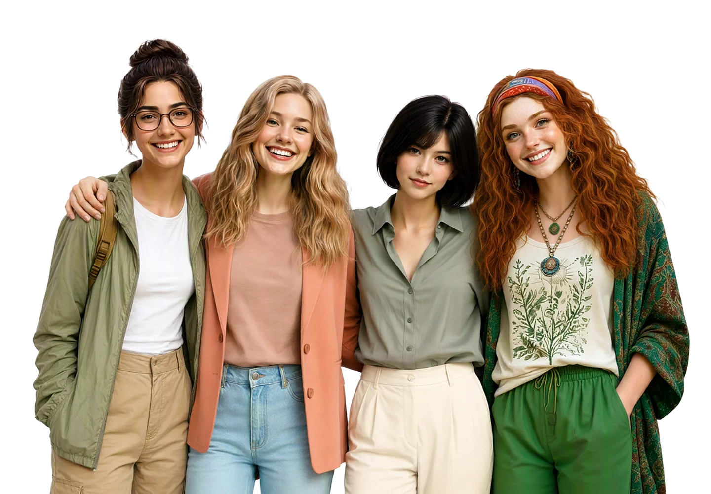 Emma and her friends from the visual novel Interview with Emma